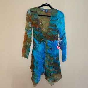 NWT open front blouse with tie